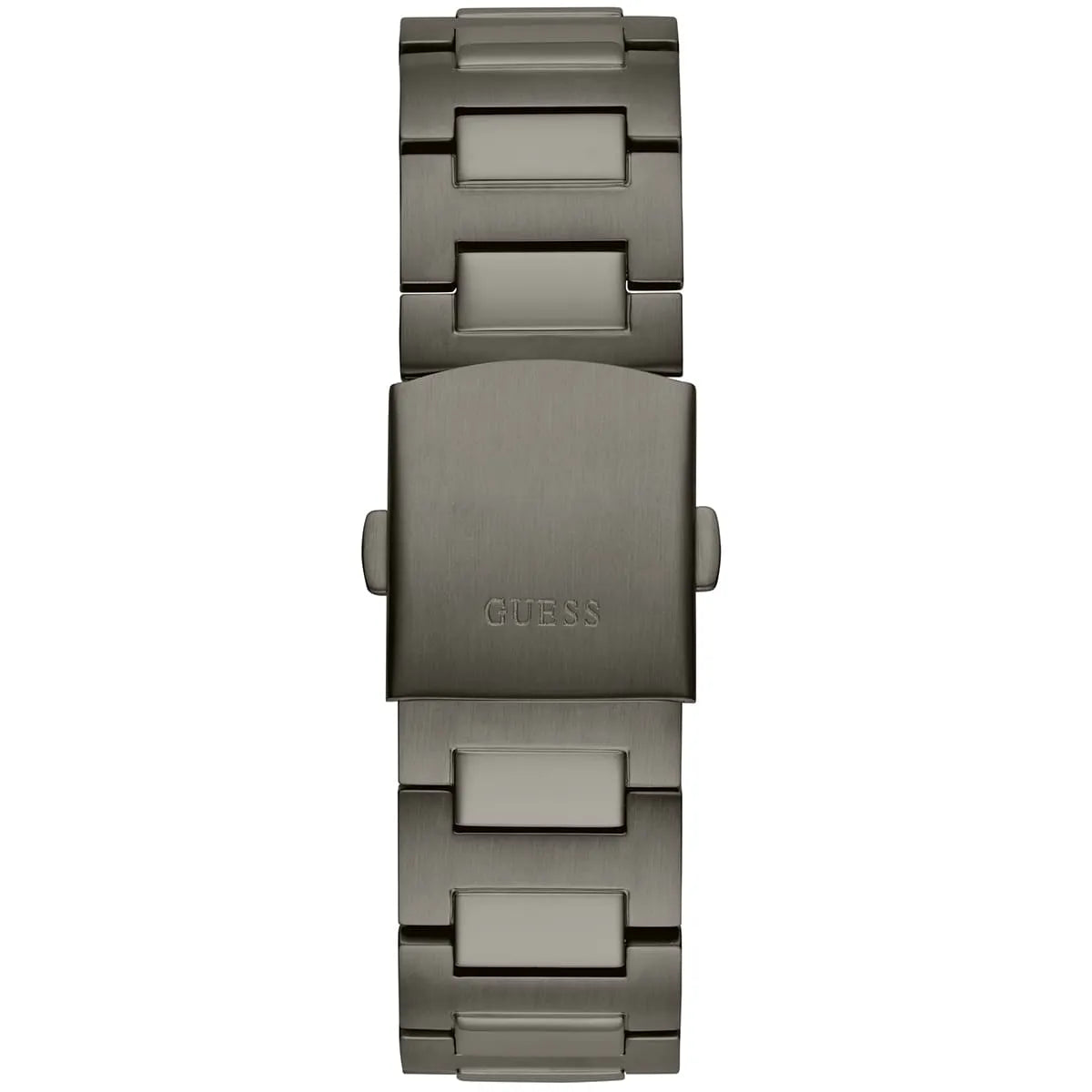 Close-up of the gunmetal grey stainless steel bracelet links on GW0572G5