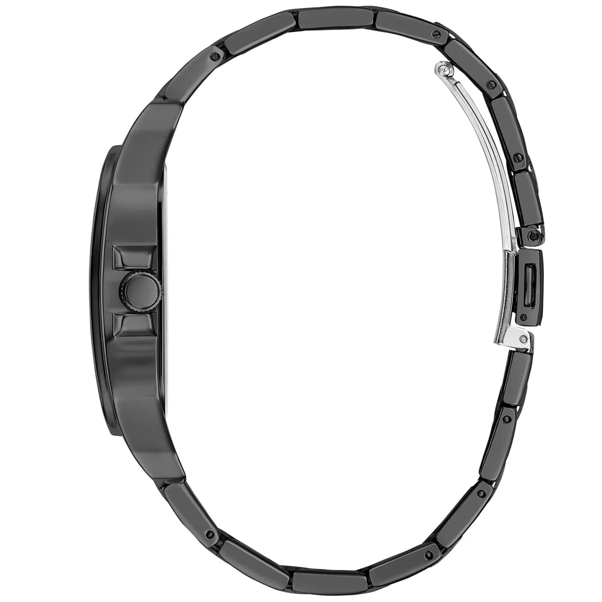 Side profile view of the 10mm black square case of the Guess GW0631G2