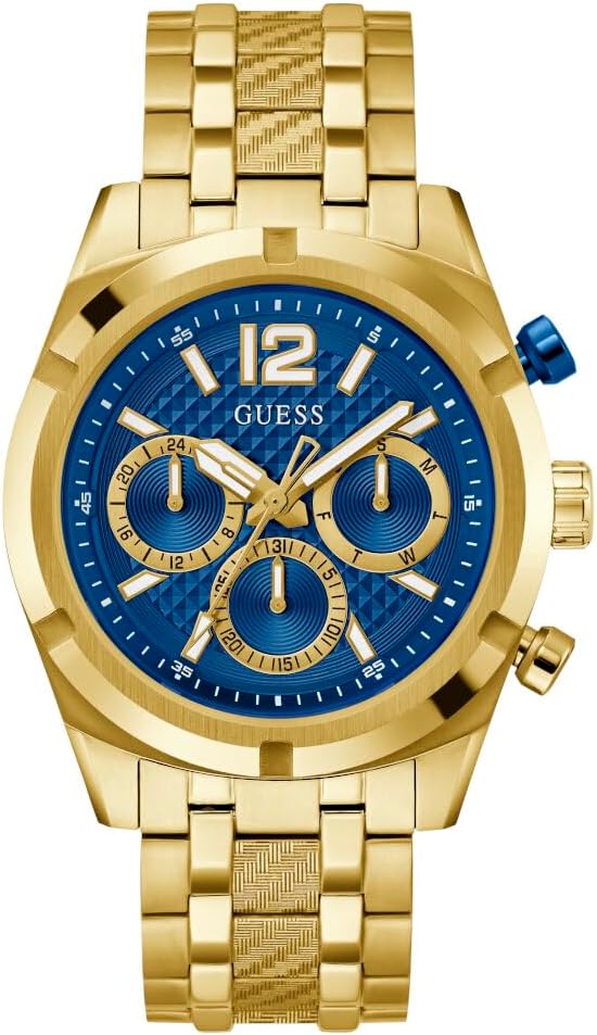 Guess GW0714G2 men's watch with gold case and blue textured dial