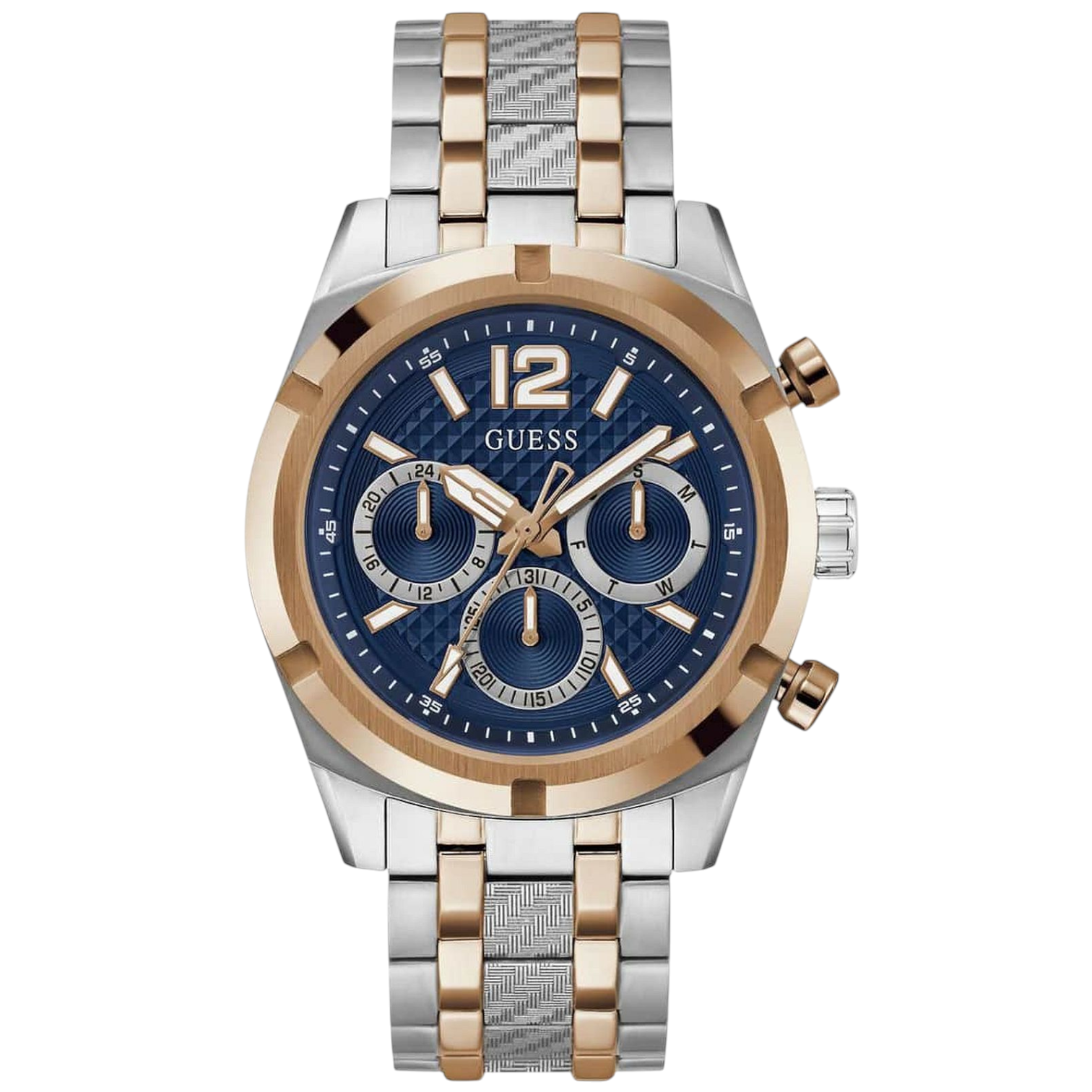 Guess GW0714G3 men's two-tone silver and rose gold watch with blue dial