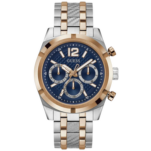 Guess GW0714G3 men's two-tone silver and rose gold watch with blue dial