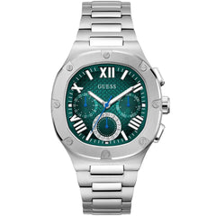 Guess Headline GW0572G6 men's silver stainless steel watch with green dial