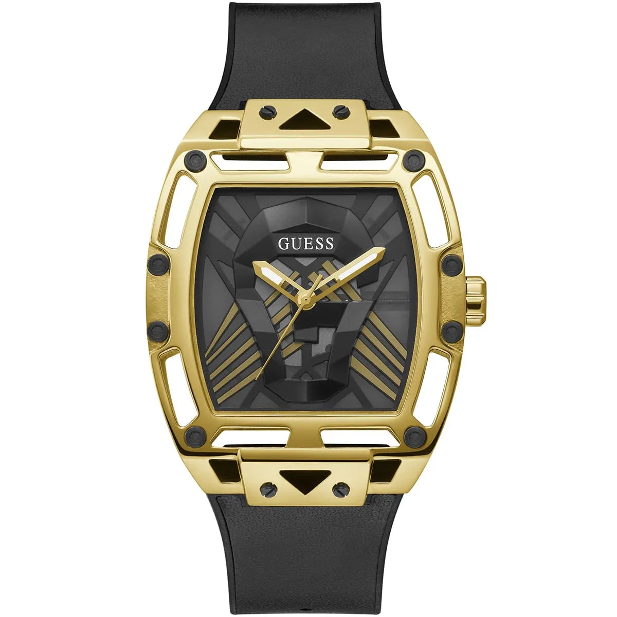 Guess Legend GW0500G1 men's watch with gold-tone case and black rubber strap