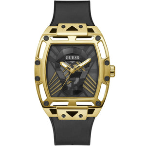 Guess Legend GW0500G1 men's watch with gold-tone case and black rubber strap