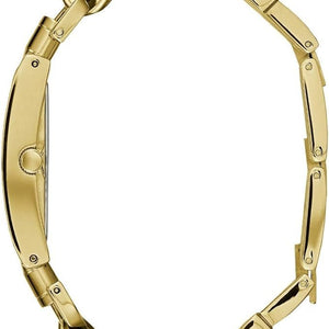 Detailed side view of the gold crown on the Guess W1117L2