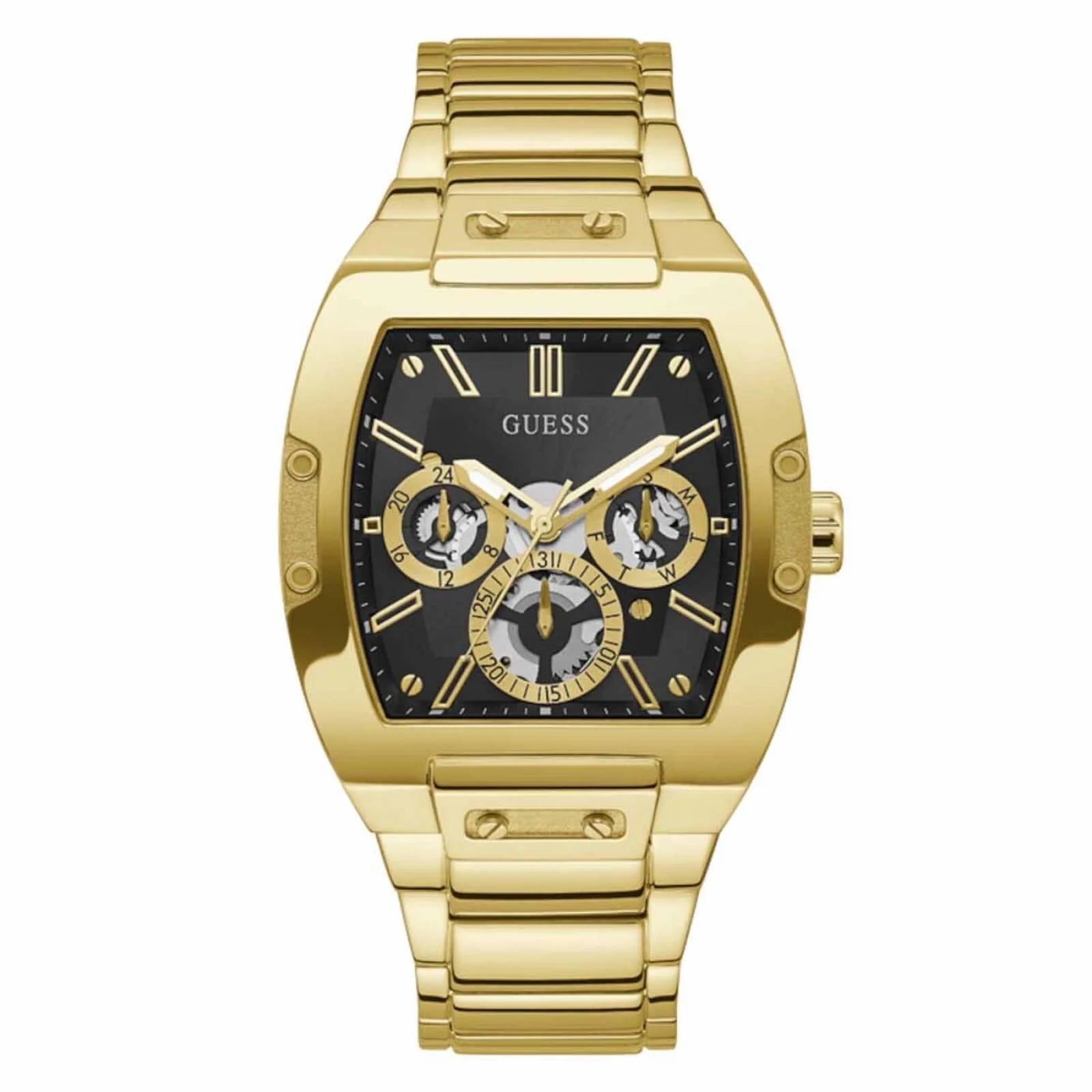 Guess Phoenix GW0456G1 men's gold stainless steel watch with black dial