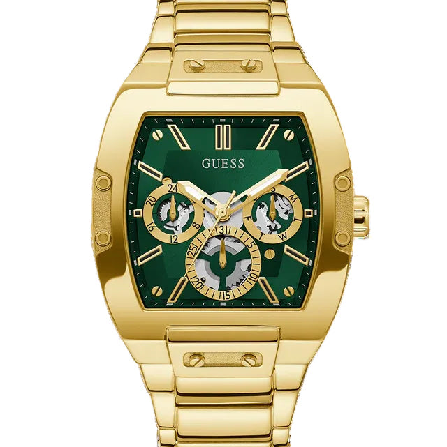 Guess Phoenix GW0456G3 men's gold stainless steel watch with green dial