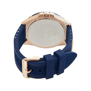 Back view of the Guess GW0051G3 watch showing the stainless steel caseback and Rig details