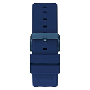 Blue tone buckle clasp on the blue rubber strap of the GW0443G1