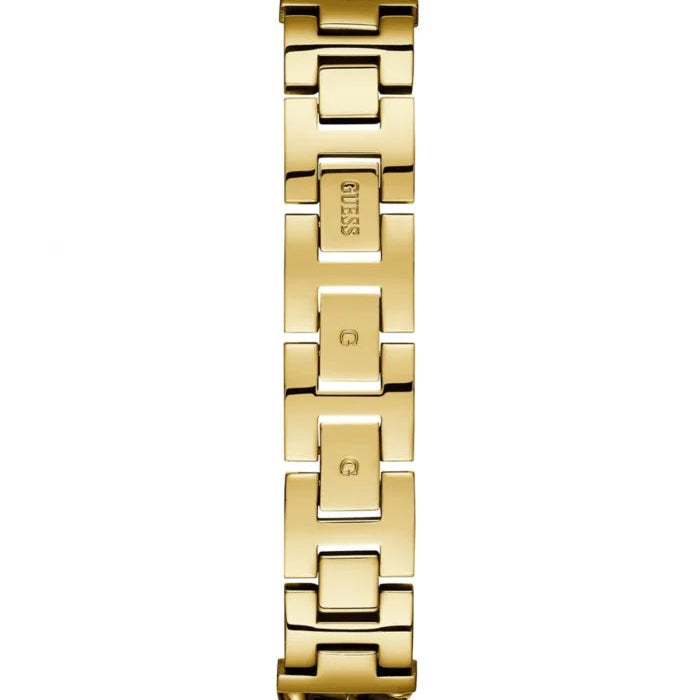Gold stainless steel folding clasp with Guess logo on the bracelet of the W1030L2