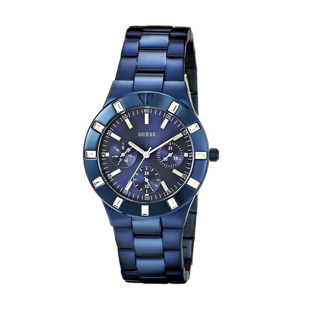 Guess W0027L3 women's watch with full blue ion-plated finish and crystal bezel