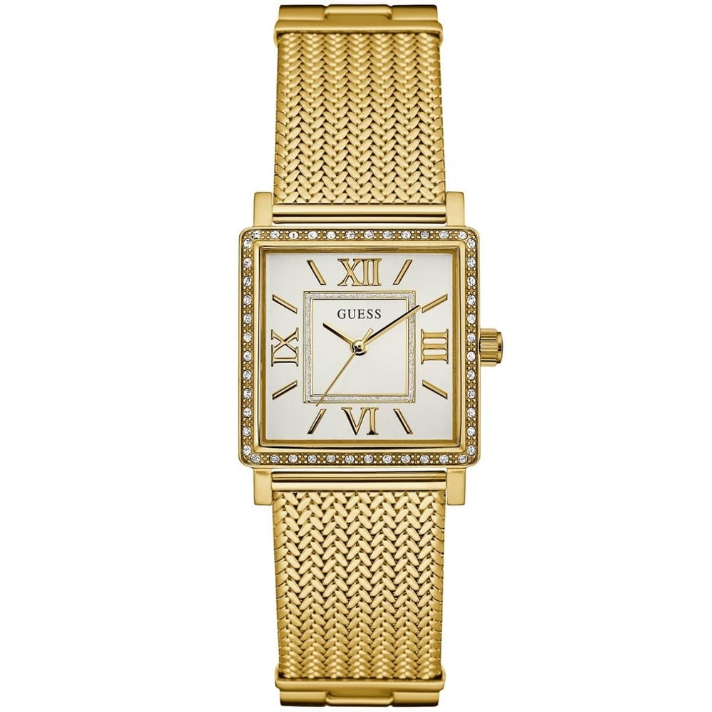 Guess Highline W0826L2 ladies watch with square gold case and mesh strap