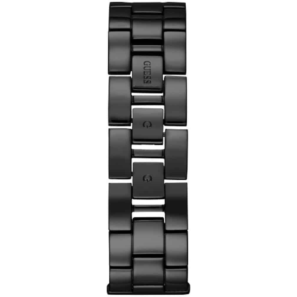 Black jewelry clasp on the mesh bracelet of the Guess W0826L4