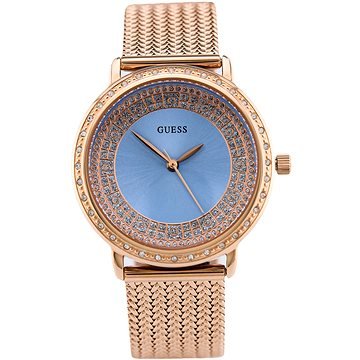 Guess Willow W0836L1 women's watch with rose gold case and woven mesh bracelet