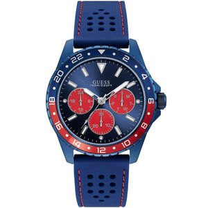 Guess Odyssey W1108G1 men's watch with blue IP case and Pepsi bezel on rubber strap