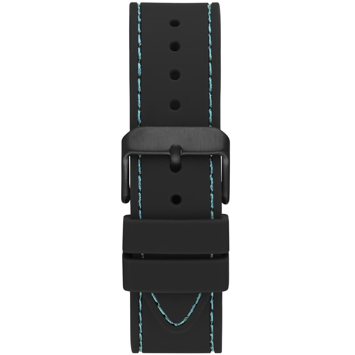 Black pin buckle on the rubber strap of the Guess W1108G5