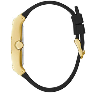 Crown detail of GUESS Phoenix GW0202G1 men's gold-tone multi-function watch