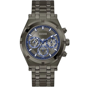 Guess GW0260G3 men's Continental multifunction quartz watch with gunmetal stainless steel case and bracelet