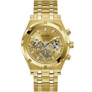 Guess GW0260G4 men's Continental multifunction quartz watch with gold tone stainless steel case and bracelet