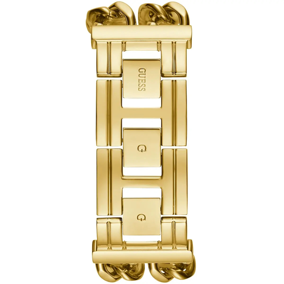 Guess Mod GW0294L2 women's watch - gold dial gold steel chain strap, angled view
