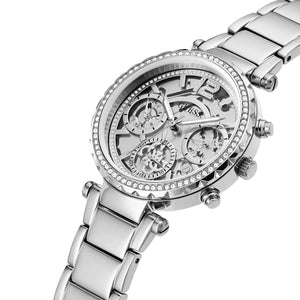 Guess Solstice GW0403L1 women's watch - silver dial silver steel strap, side angle