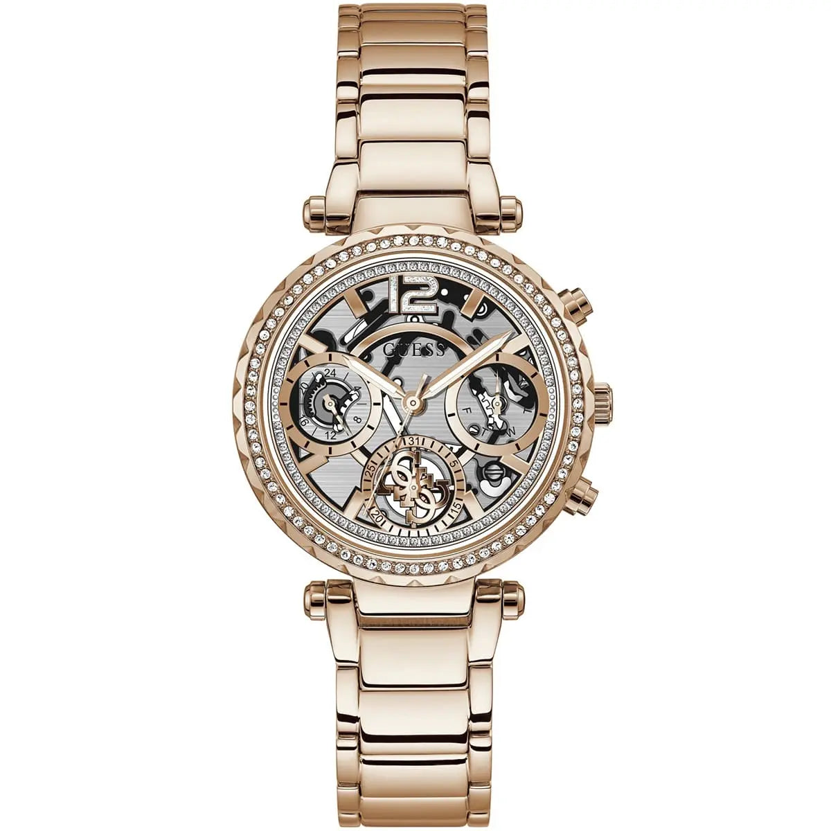 Guess Solstice GW0403L3 women's watch - silver dial rose gold steel strap