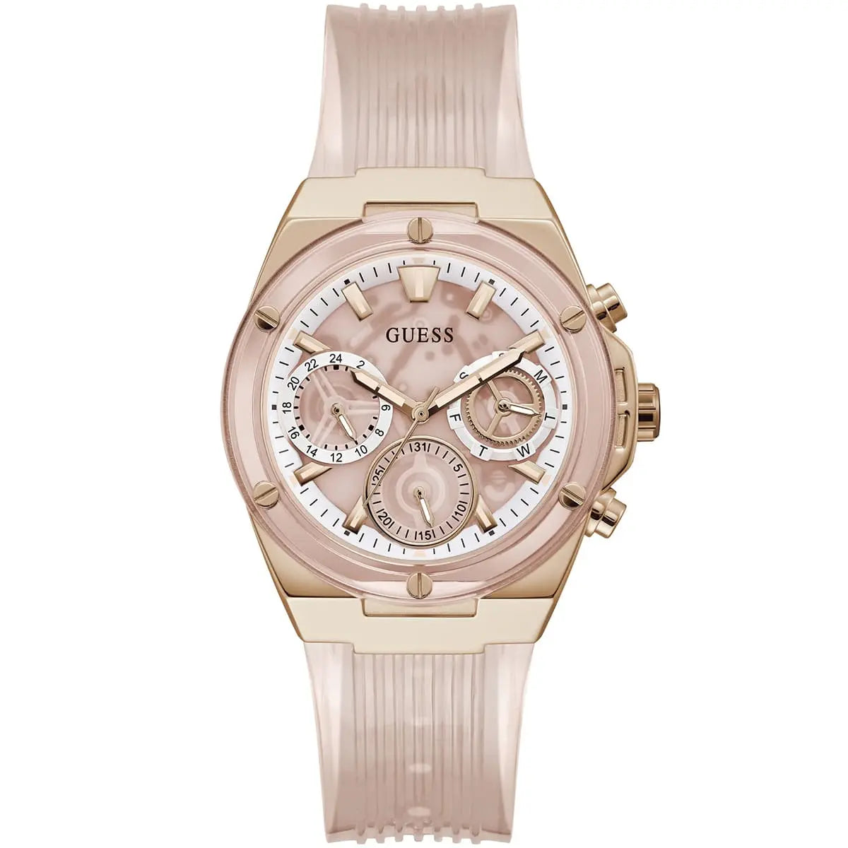 Guess Athena GW0409L3 Women's watch - pink dial rubber strap