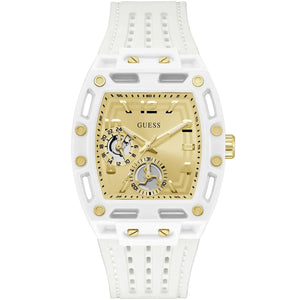Guess Phoenix GW0499G5 Men's watch - gold dial white strap