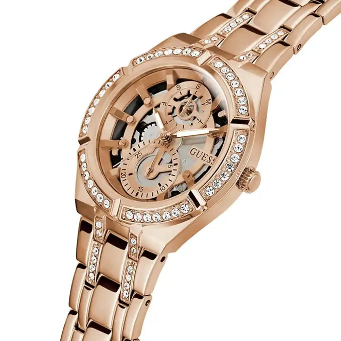 Guess Allara GW0604L3 women's watch - rose gold cut-thru dial rose gold steel strap