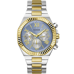 Guess GW0703G3 Equity men's two-tone stainless steel multifunction quartz watch with blue dial