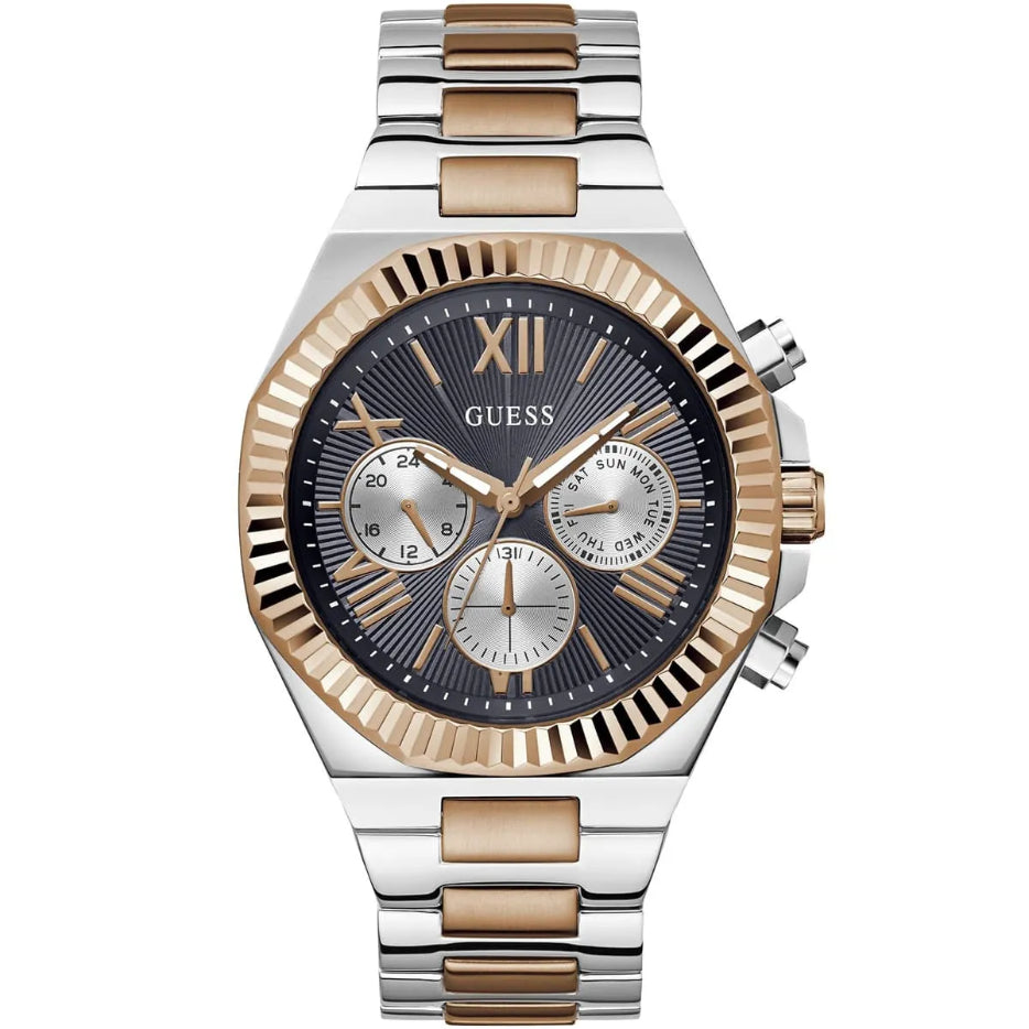 Guess GW0703G4 Equity men's two-tone stainless steel multifunction quartz watch with black dial