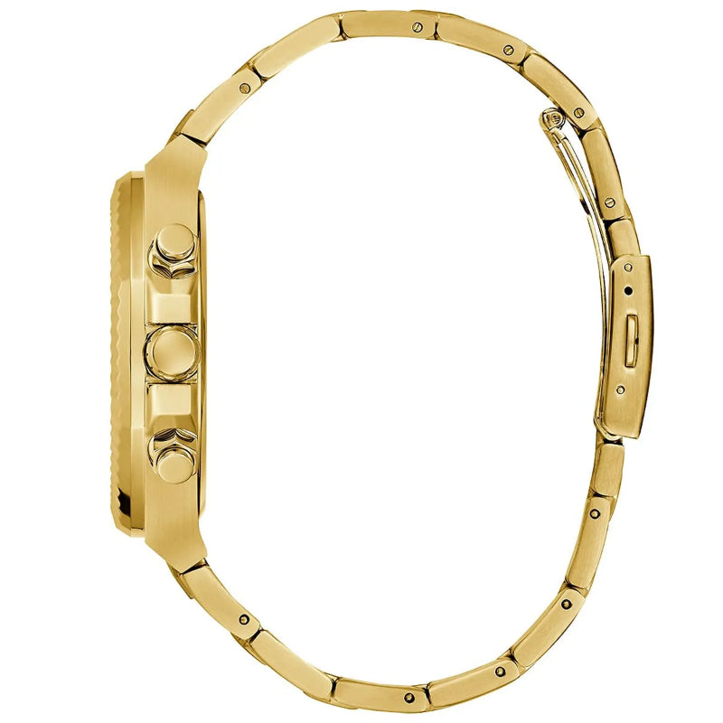 Gold watch case on a white background