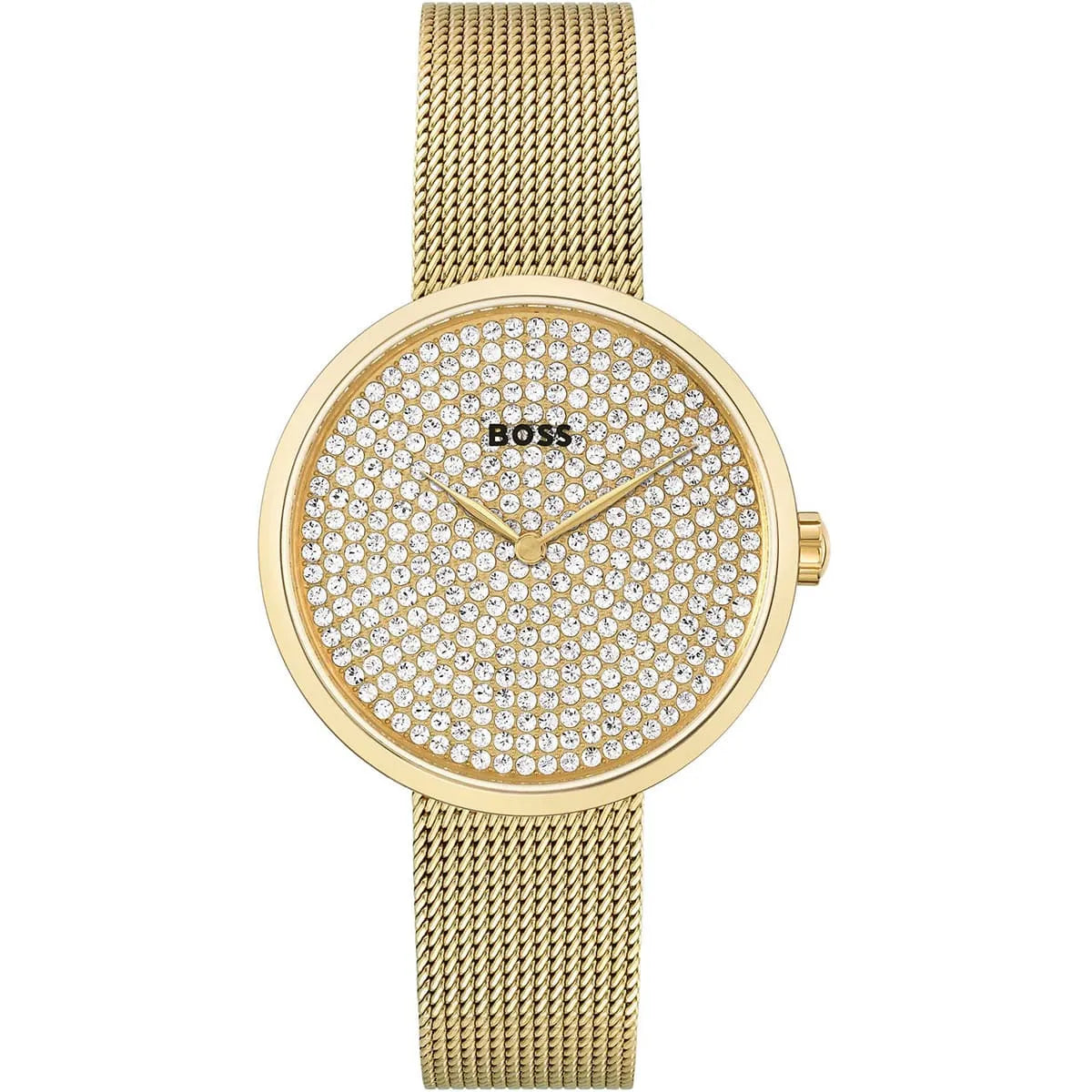 Hugo Boss 1502659 women's watch gold mesh bracelet full crystal dial