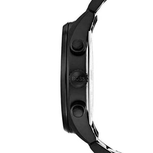 Right side angled view of Hugo Boss 1513676 highlighting the sleek black finish