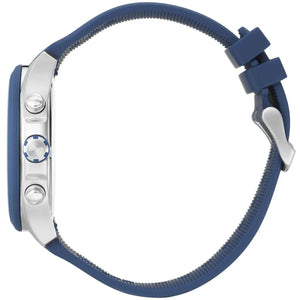 Side profile highlighting the blue rubber strap with BOSS logo of Hugo Boss 1513717