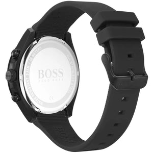 Side view of Hugo Boss 1513720 showing the black crown and case thickness