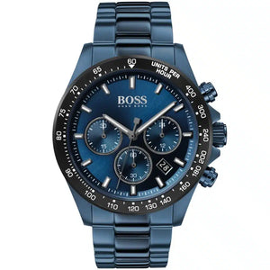 Hugo Boss Hero 1513758 men's chronograph watch with full blue ion-plated stainless steel finish