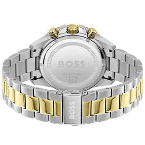 Side profile highlighting the polished silver and gold stainless steel links of Hugo Boss 1513908