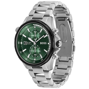 Side view of Hugo Boss 1513930 showing the heavy-duty crown and pushers