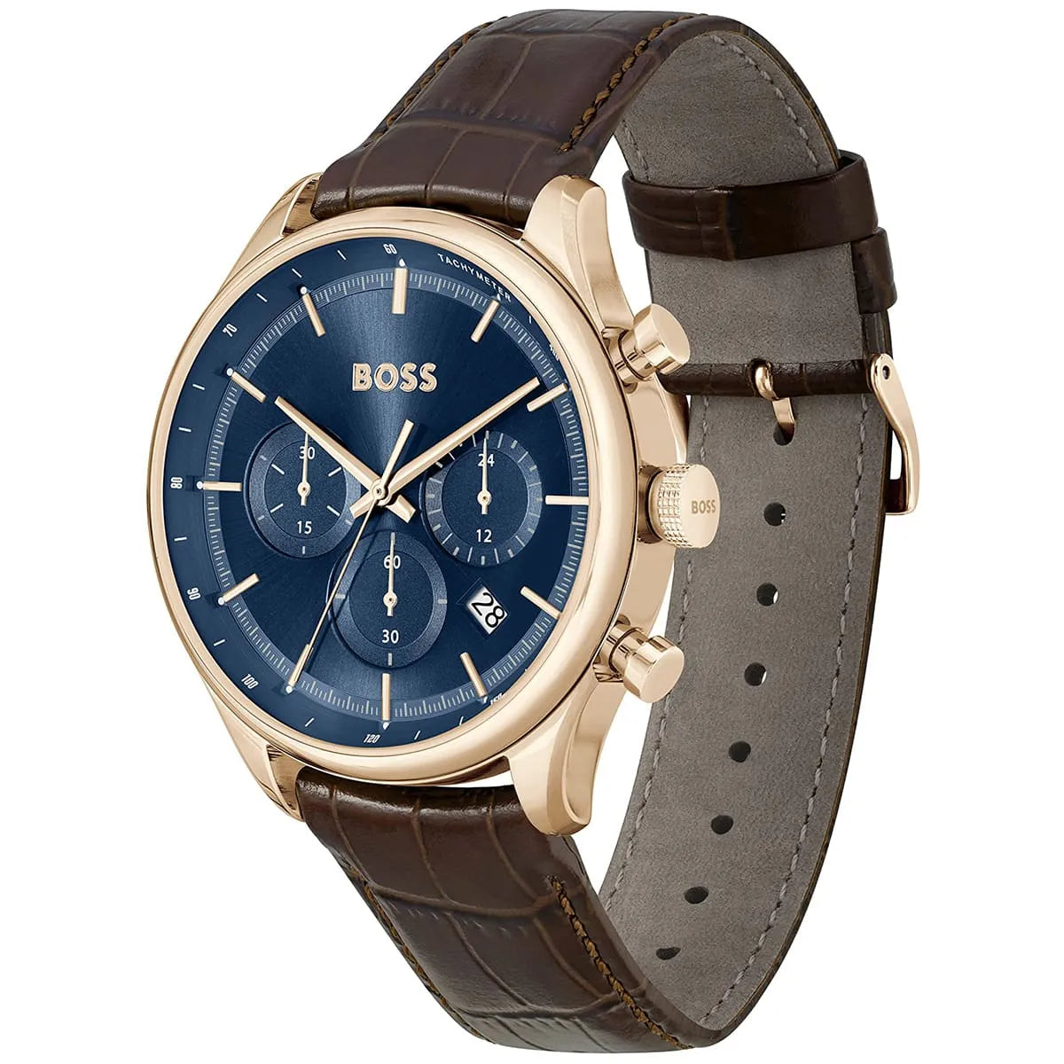 Side profile view showing the 12mm case thickness and gold ion-plated finish of the 1514050