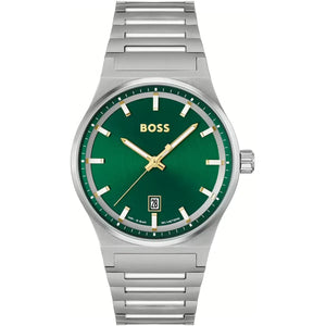Hugo Boss Candor 1514079 men's watch with silver case and green sunray dial