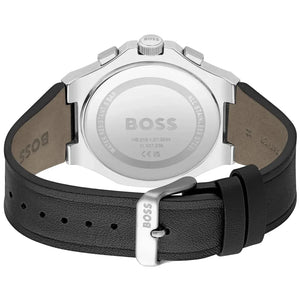 Side profile highlighting the premium black rubber strap texture of Hugo Boss 1514085