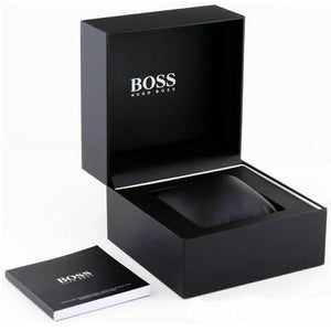 Left side angled perspective showing the blue sunray finish and markers of Hugo Boss 1514216