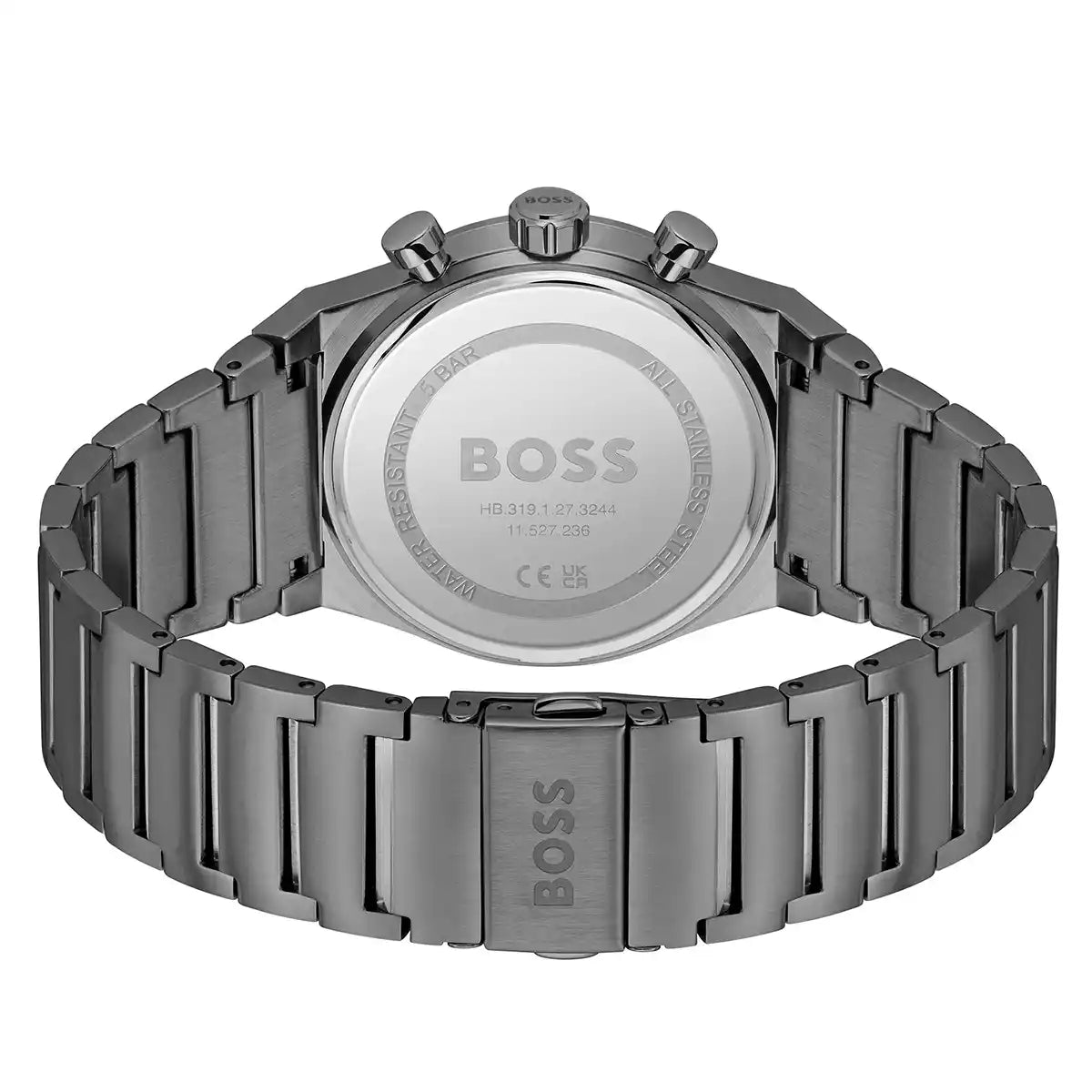 Right side angled view of Hugo Boss 1514223 highlighting the sleek grey case finish
