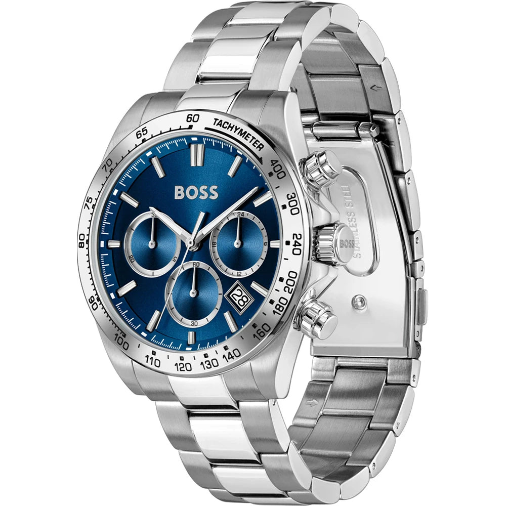 Hugo Boss Hero 2.0 1514315 Men's watch - blue dial steel strap angle