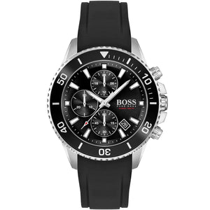 Hugo Boss Admiral 1513912 men's chronograph watch with black rubber strap and black dial