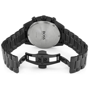 Black ion-plated deployment clasp with engraved Boss logo on the bracelet of the 1513771