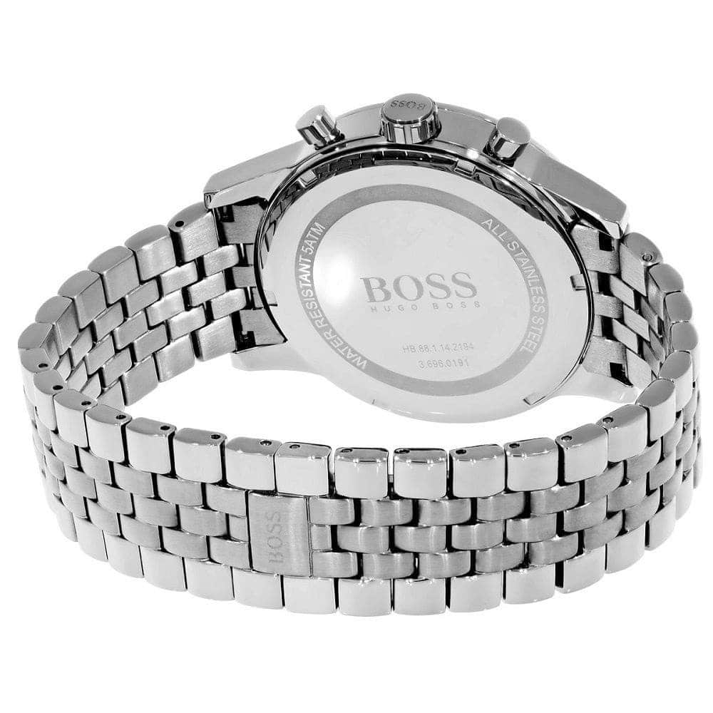 Back view of the Hugo Boss 1512446 watch showing the stainless steel caseback details