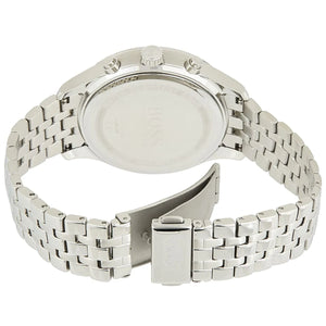 Silver-tone deployment clasp with engraved Boss logo on the bracelet of the 1513869