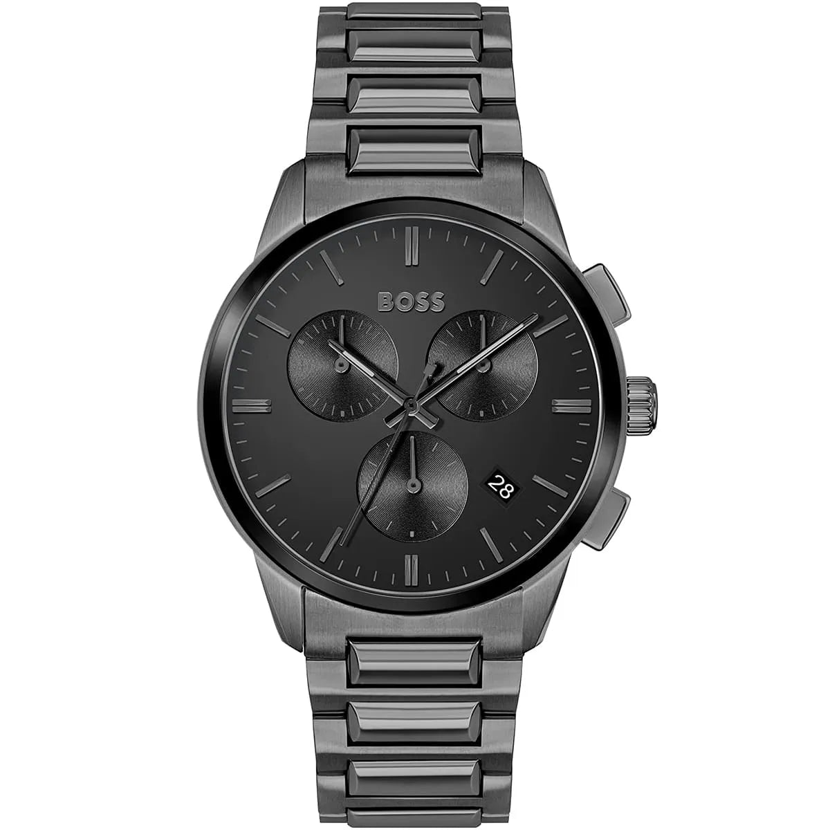 Hugo Boss Dapper 1513929 men's chronograph watch with full grey ion-plated stainless steel design